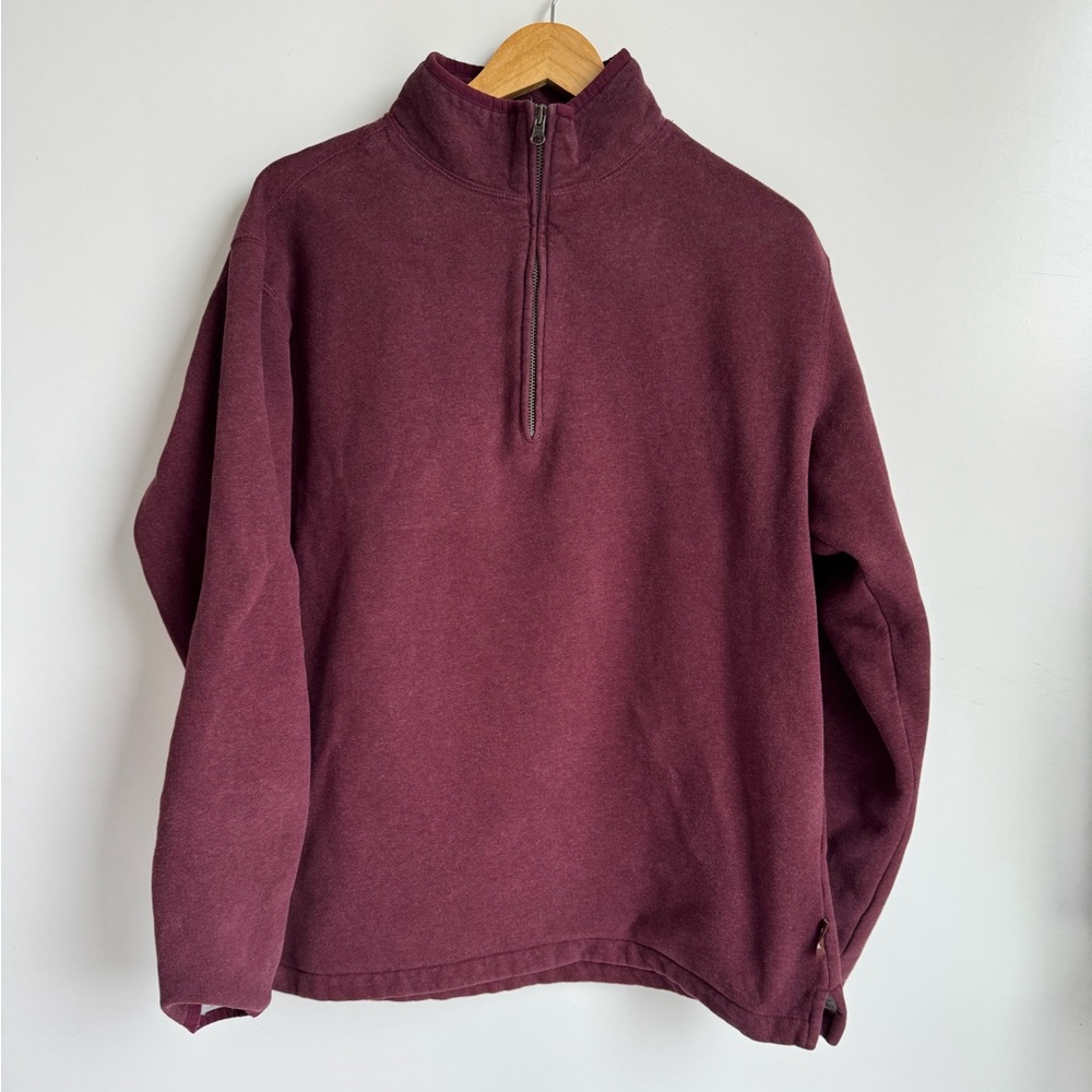 WOOLRICH Red Burgundy Men Large Pullover Buffalo Plaid Collar Knit Sweater